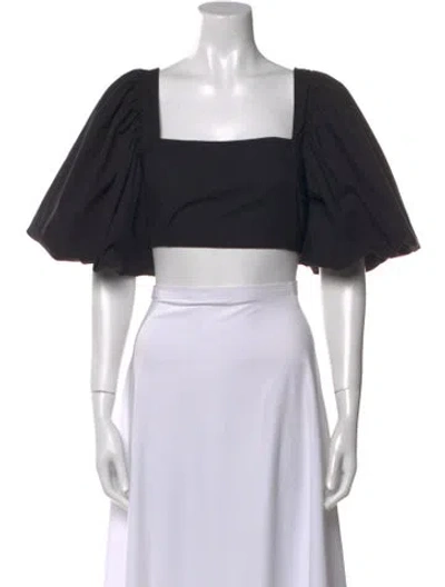 Pre-owned Rhode Square Neckline Short Sleeve Crop Top In Black