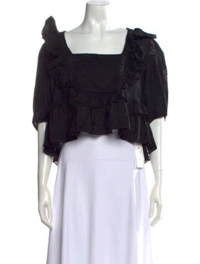 Pre-owned Rhode Square Neckline Short Sleeve Crop Top In Black
