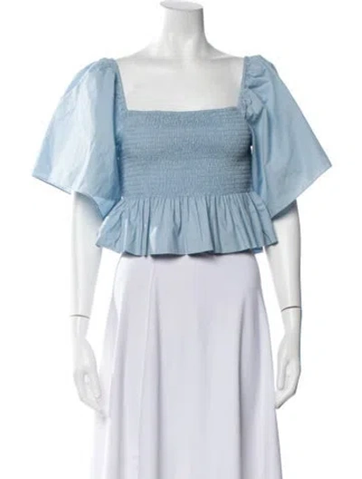 Pre-owned Rhode Square Neckline Short Sleeve Crop Top In Blue
