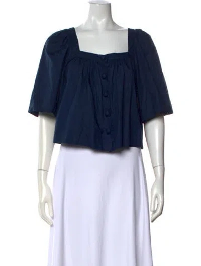 Pre-owned Rhode Square Neckline Short Sleeve Crop Top In Blue