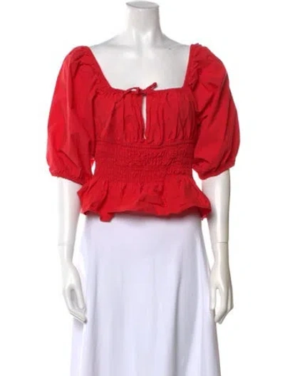 Pre-owned Rhode Square Neckline Short Sleeve Crop Top In Red