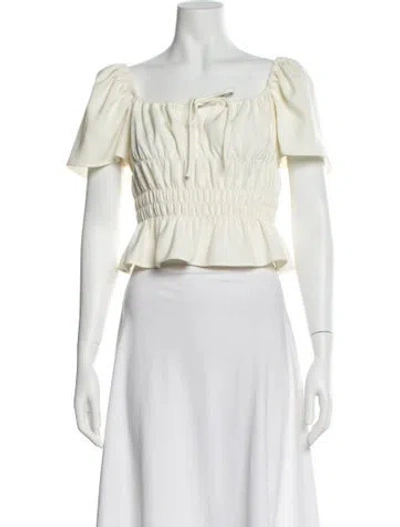 Pre-owned Rhode Square Neckline Short Sleeve Crop Top In White