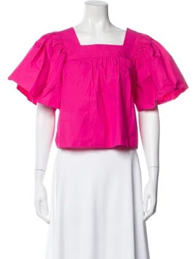 Pre-owned Rhode Square Neckline Short Sleeve Top In Pink