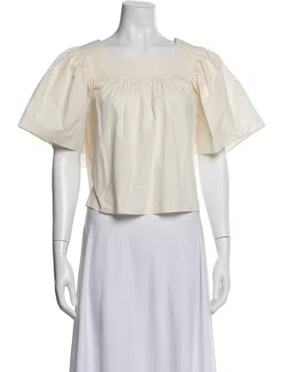 Pre-owned Rhode Square Neckline Short Sleeve Top In White