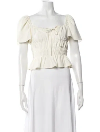 Pre-owned Rhode Square Neckline Short Sleeve Top In White