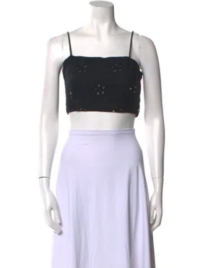 Pre-owned Rhode Square Neckline Sleeveless Crop Top In Green