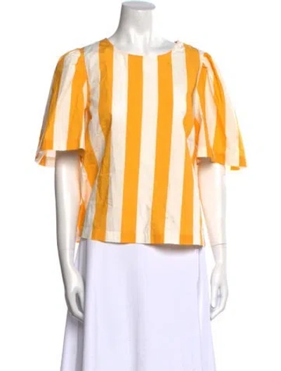 Pre-owned Rhode Striped Bateau Neckline Blouse In Orange