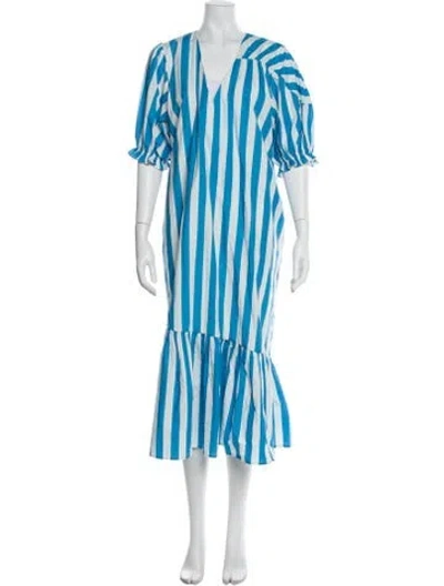 Pre-owned Rhode Striped Long Dress In Blue