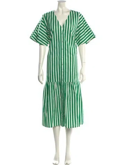 Pre-owned Rhode Striped Long Dress In Green