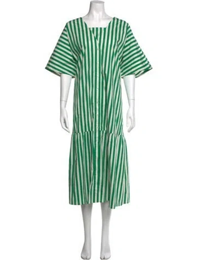 Pre-owned Rhode Striped Long Dress In Green
