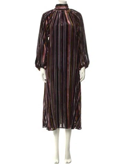 Pre-owned Rhode Striped Midi Length Dress In Black