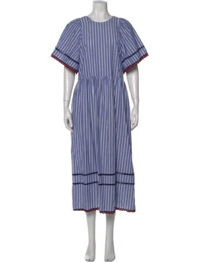 Pre-owned Rhode Striped Midi Length Dress In Blue