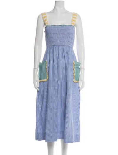 Pre-owned Rhode Striped Midi Length Dress In Blue