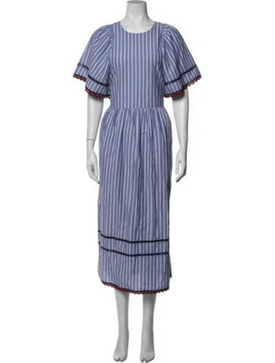Pre-owned Rhode Striped Midi Length Dress In Blue