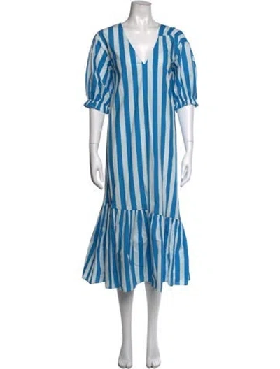 Pre-owned Rhode Striped Midi Length Dress W/ Tags In Blue