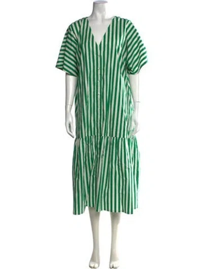 Pre-owned Rhode Striped Midi Length Dress W/ Tags In Green