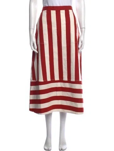 Pre-owned Rhode Striped Midi Length Skirt In Red