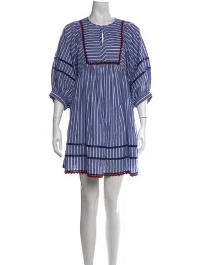 Pre-owned Rhode Striped Mini Dress In Blue