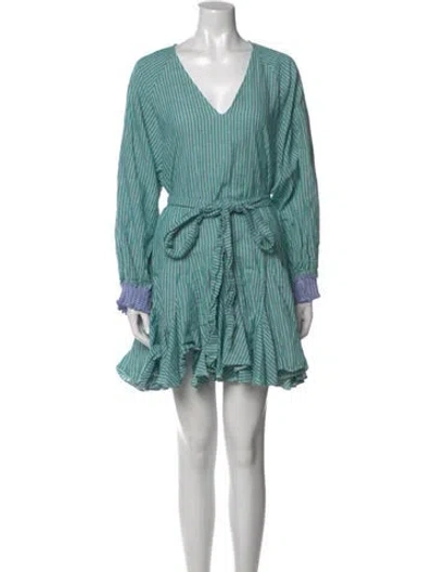 Pre-owned Rhode Striped Mini Dress In Green