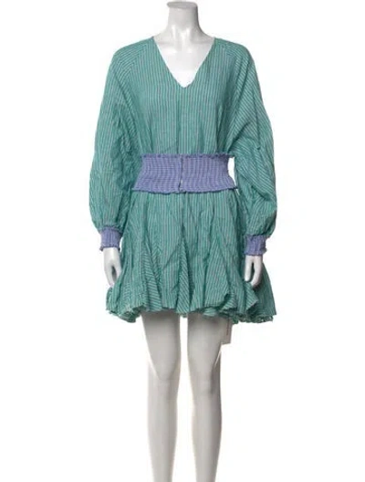 Pre-owned Rhode Striped Mini Dress In Green