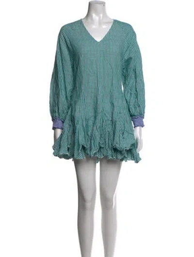 Pre-owned Rhode Striped Mini Dress In Green