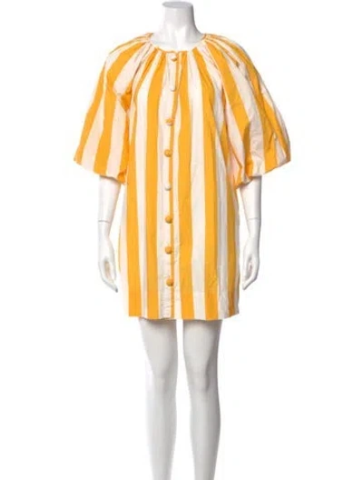 Pre-owned Rhode Striped Mini Dress In Yellow