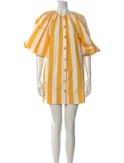 Pre-owned Rhode Striped Mini Dress In Yellow