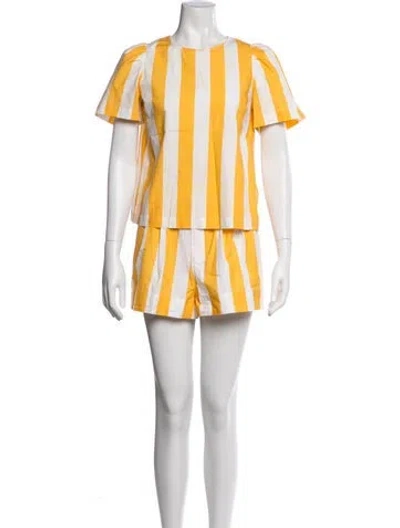 Pre-owned Rhode Striped Ruffle Embellishment Short Set In Pink