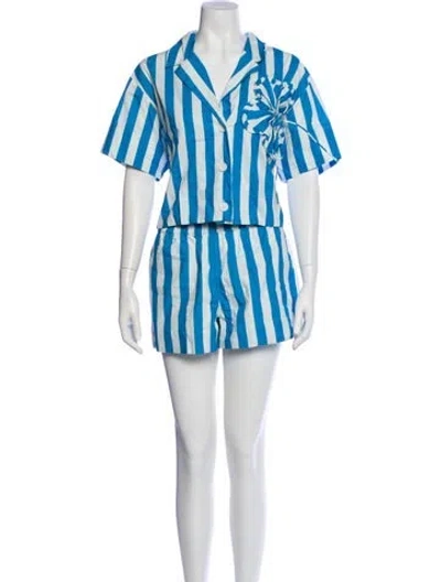 Pre-owned Rhode Striped Short Set In White