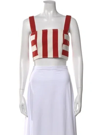 Pre-owned Rhode Striped Square Neckline Crop Top In Blue
