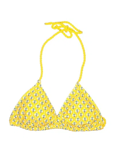 Pre-owned Rhode Swimsuit Top Yellow Print Pattern Swimwear
