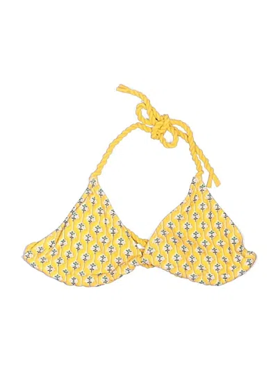 Pre-owned Rhode Swimsuit Top Yellow Tweed Pattern Swimwear