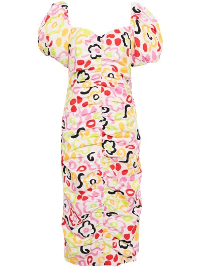 Rhode Tessa Painted Bloom Midi Dress In Multicolor