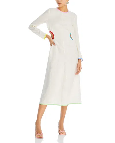 Rhode Thierry Linen Midi Dress In Macadamia