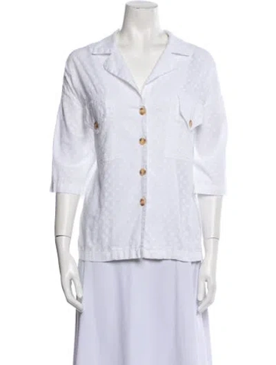 Pre-owned Rhode Three-quarter Sleeve Button-up Top In White