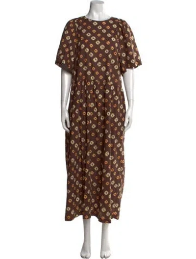 Pre-owned Rhode Tie-dye Print Long Dress In Brown