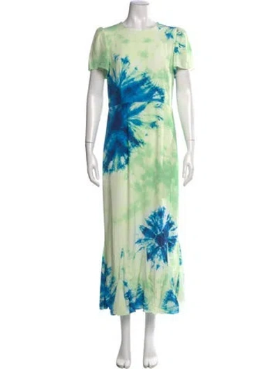 Pre-owned Rhode Tie-dye Print Long Dress In Green