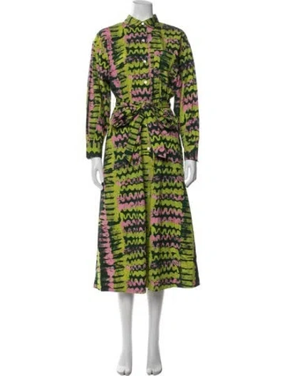 Pre-owned Rhode Tie-dye Print Midi Length Dress In Green