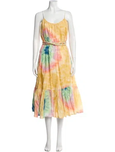 Pre-owned Rhode Tie-dye Print Midi Length Dress In Yellow