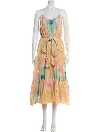 Pre-owned Rhode Tie-dye Print Midi Length Dress In Yellow