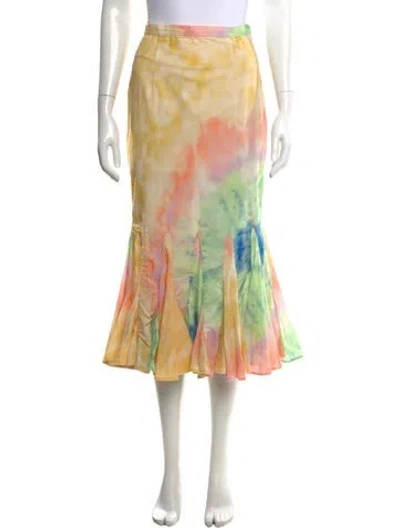 Pre-owned Rhode Tie-dye Print Midi Length Skirt In Yellow