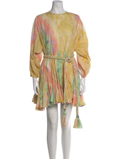 Pre-owned Rhode Tie-dye Print Mini Dress In Yellow