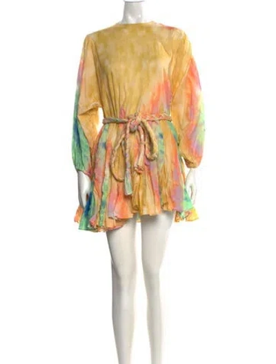 Pre-owned Rhode Tie-dye Print Mini Dress In Yellow