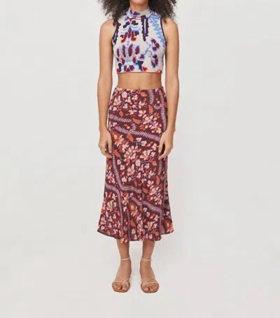 Rhode Tommy Skirt In Plumeria Chocolate In Red