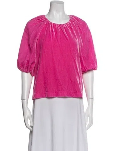 Pre-owned Rhode Velour Scoop Neck Blouse In Pink