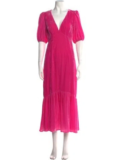 Pre-owned Rhode Velvet Midi Length Dress In Pink