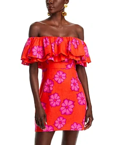 Rhode Vivi Off-the-shoulder Dress In Scarlet Bombay Bloom