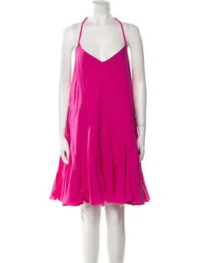 Pre-owned Rhode V-neck Knee-length Dress In Pink