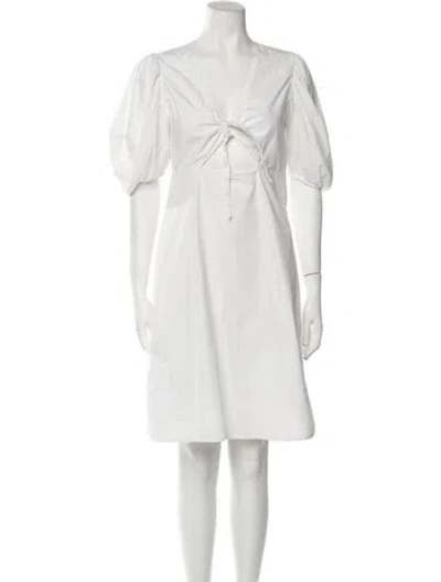 Pre-owned Rhode V-neck Knee-length Dress In White