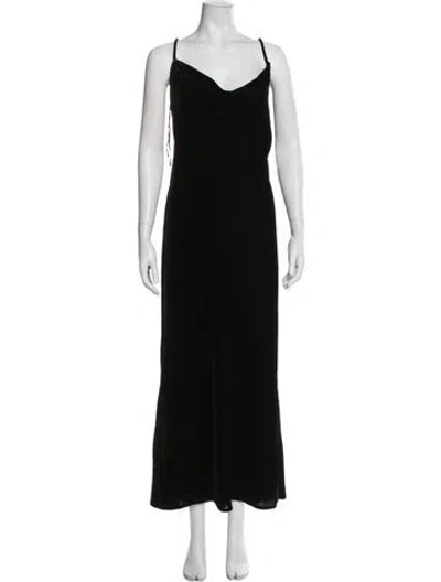 Pre-owned Rhode V-neck Long Dress In Black